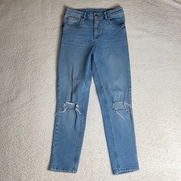 ASOS Denim Jeans Fit Waist High Rise Ankle Crop Size 29 Distressed Ripped - Picture 7 of 8